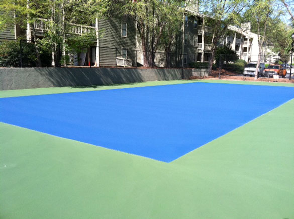 Before striping the tennis court