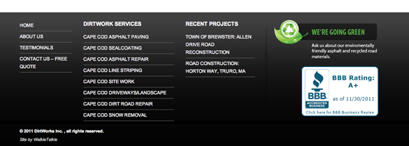 Dirtworks Website Footer