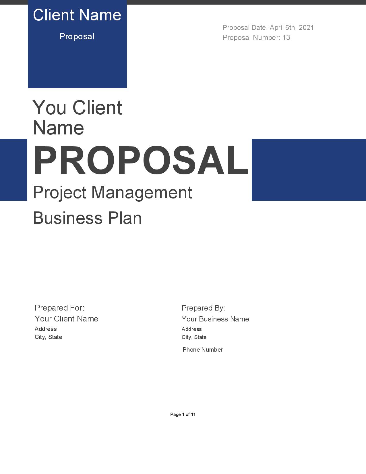 Proposal Cover Page